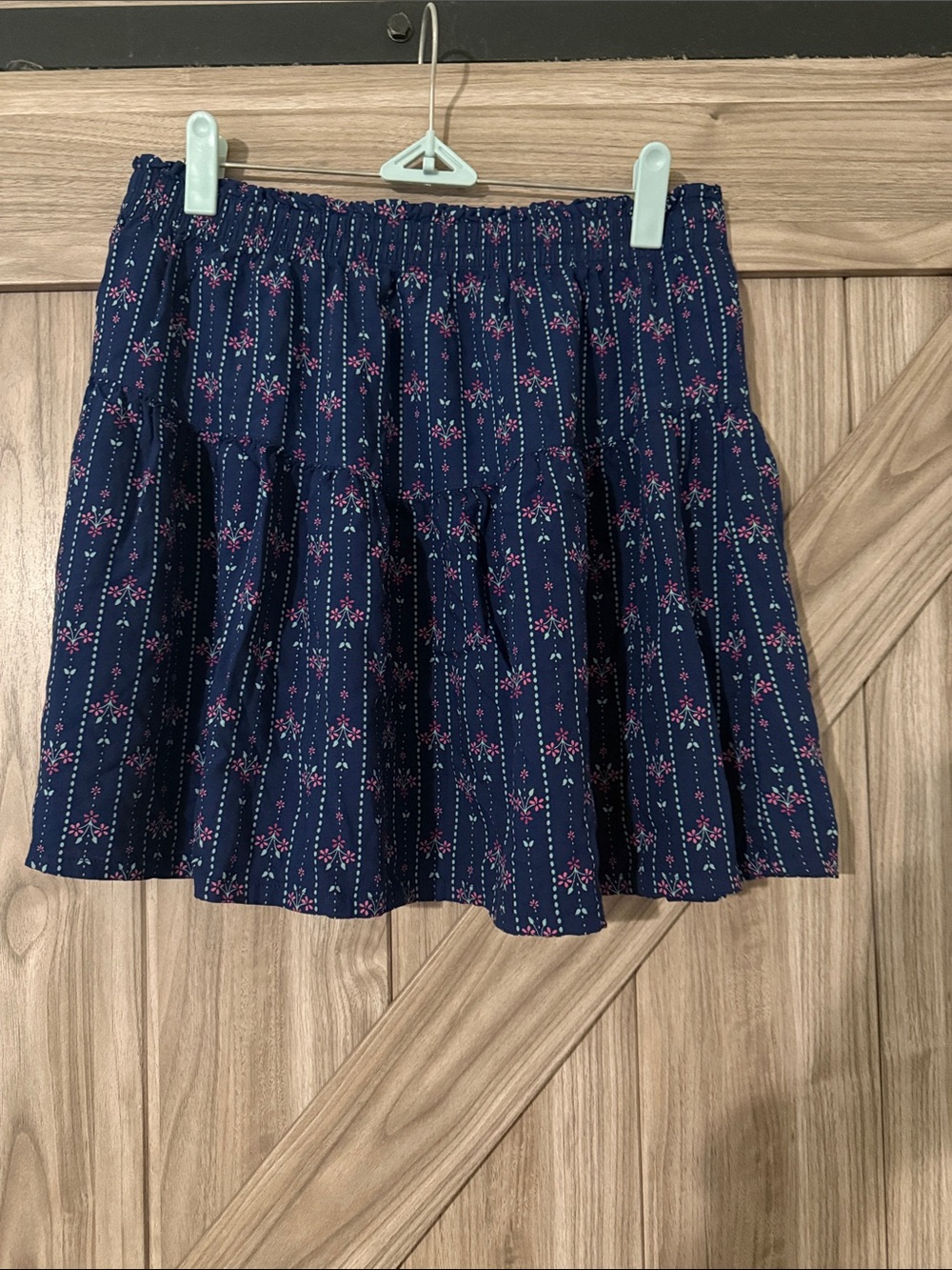 Epic Threads Navy Tiered Skirt with Pink Floral Print